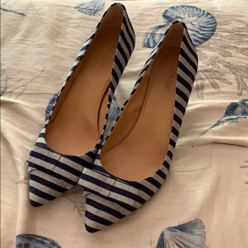 J crew striped heels